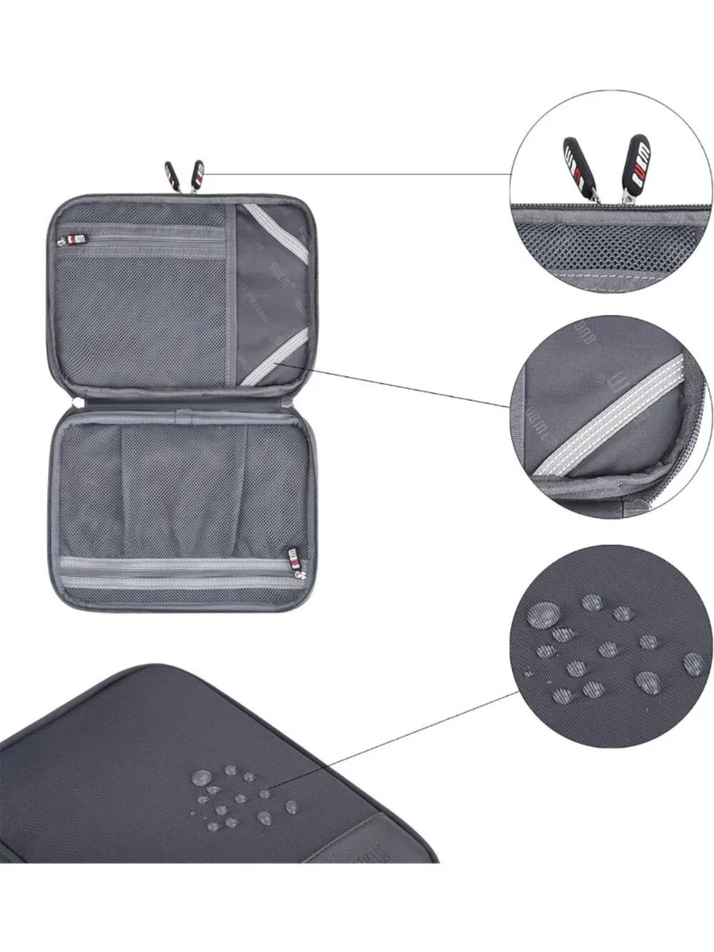 Portable Electronic Cable Organizer Bag - Double Layer Travel Storage Pouch for